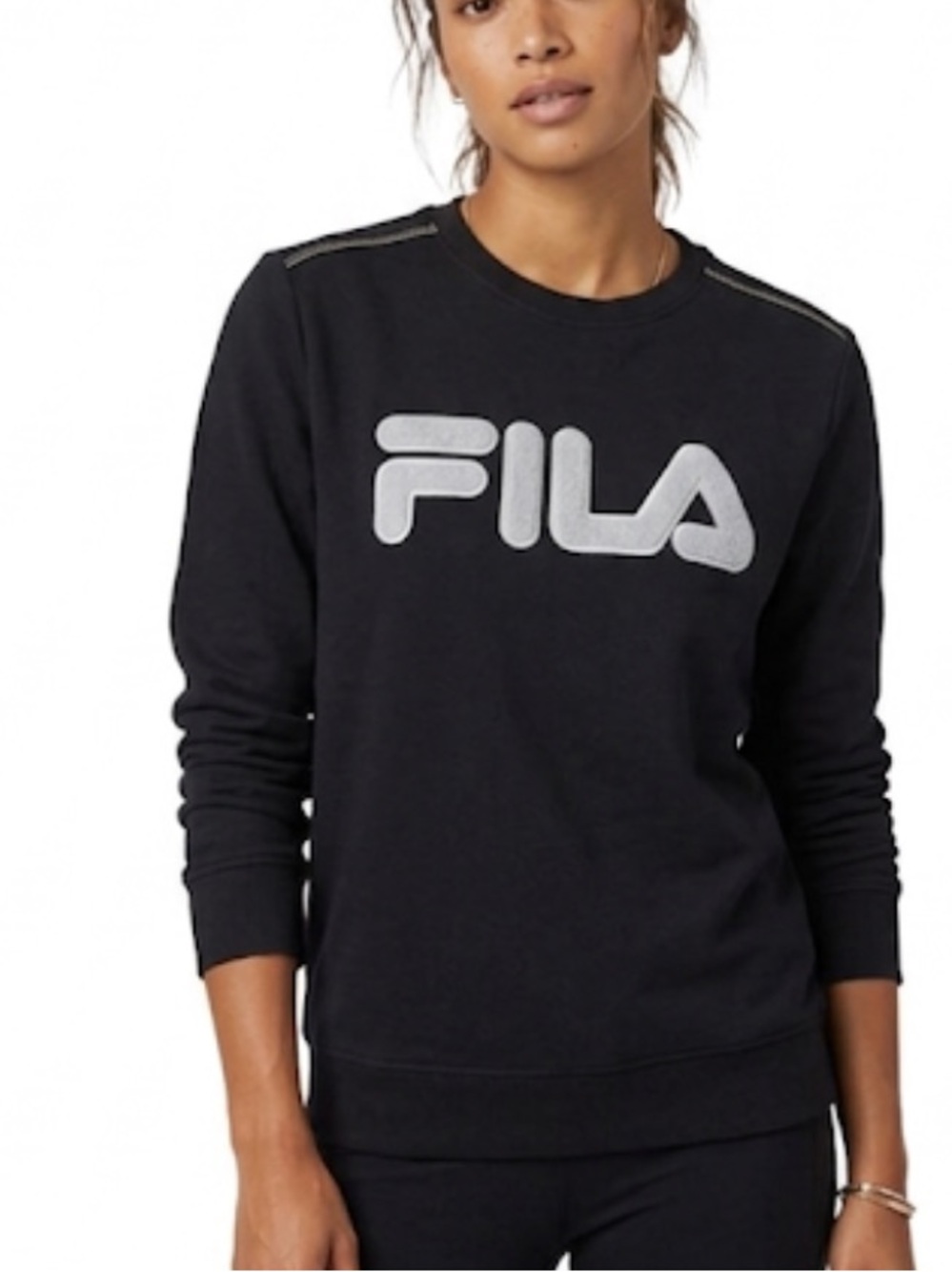 Fila Black Crewneck Sweatshirt | Bold Logo Streetwear Pullover Unisex Fit